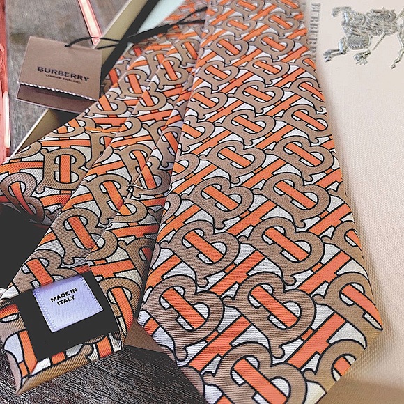 🔥TB MONOGRAM🔥💯🆕HOUSE OF BURBERRY SIGNATURE MOTIF PRINT TIE🔥 - Picture 14 of 16